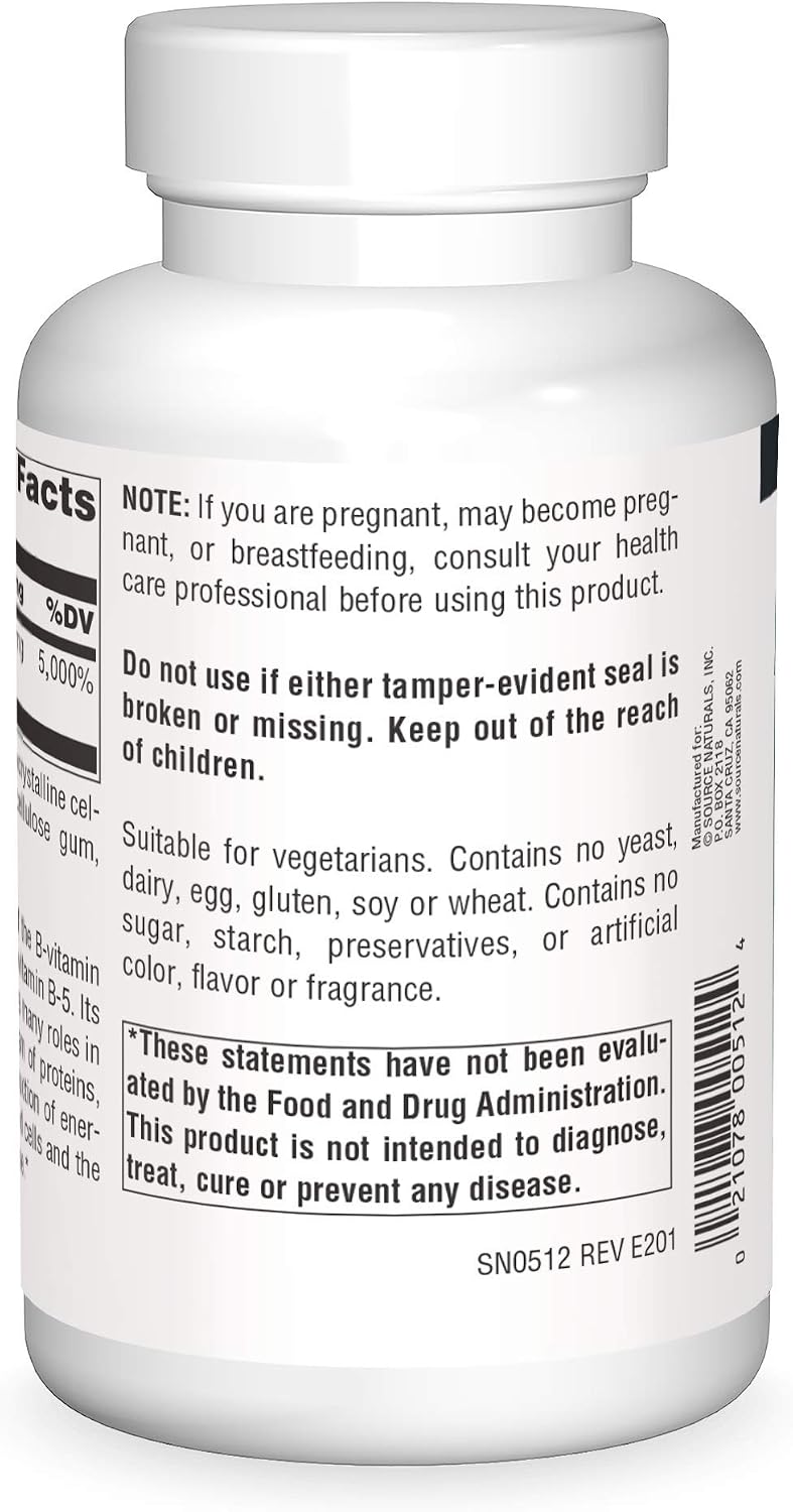 Source Naturals Pantothenic Acid 250 mg - 250 Tablets - görsel 2