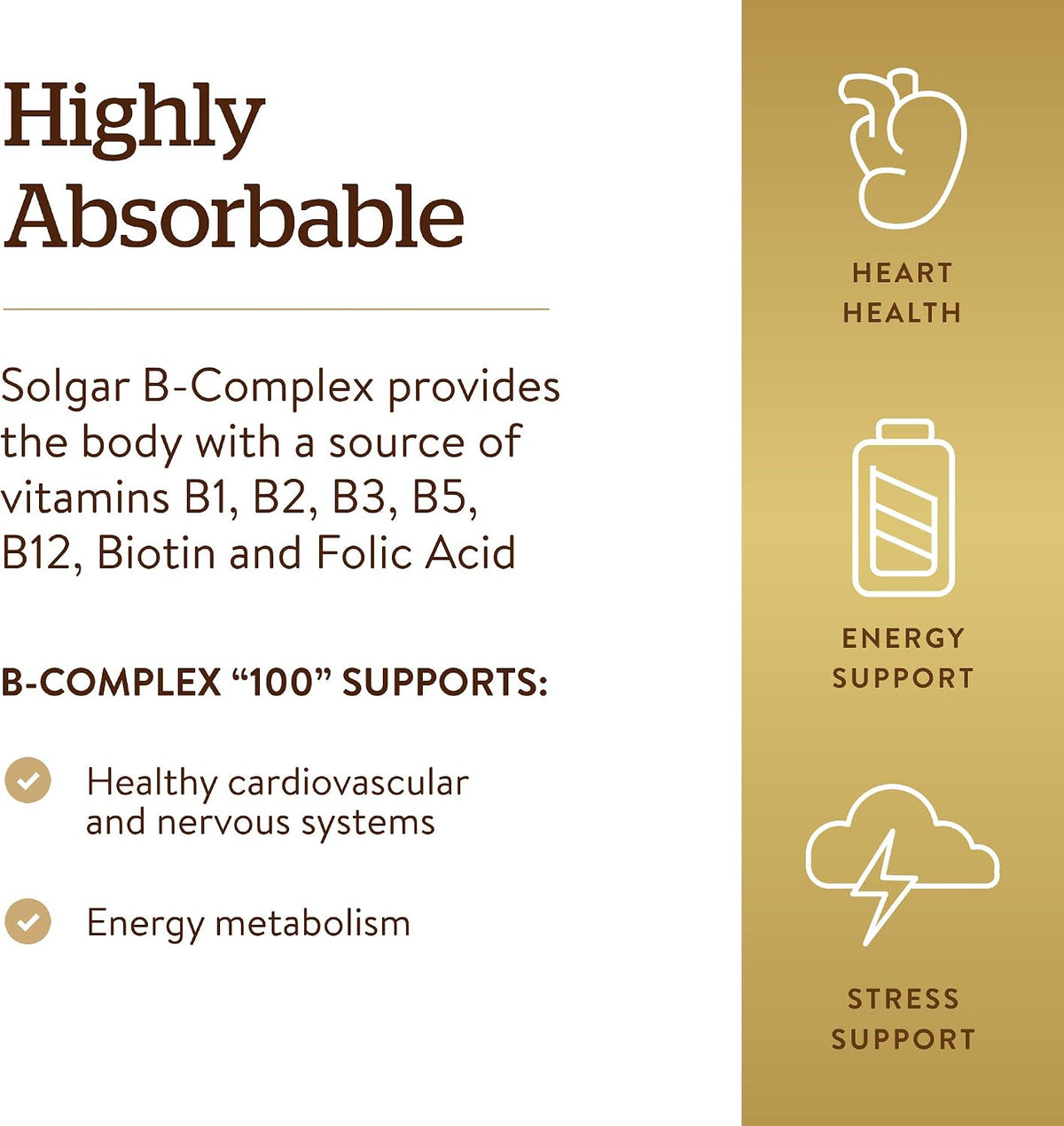 Solgar B-Complex 50, 100 Vegetable Capsules - Energy Metabolism & Nervous System Support - görsel 4