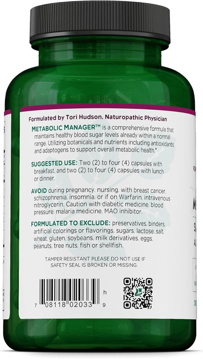 Vitanica Metabolic Manager – Herbal Supplement for Metabolic Support with Vitamin D – Vegan – 120 Capsules