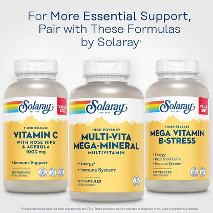 SOLARAY Multi-Vita Mega-Mineral Multivitamin for Women and Men – Energy & Immune Support with Vitamin D, C, Magnesium, Zinc, Iron, 120 Capsules