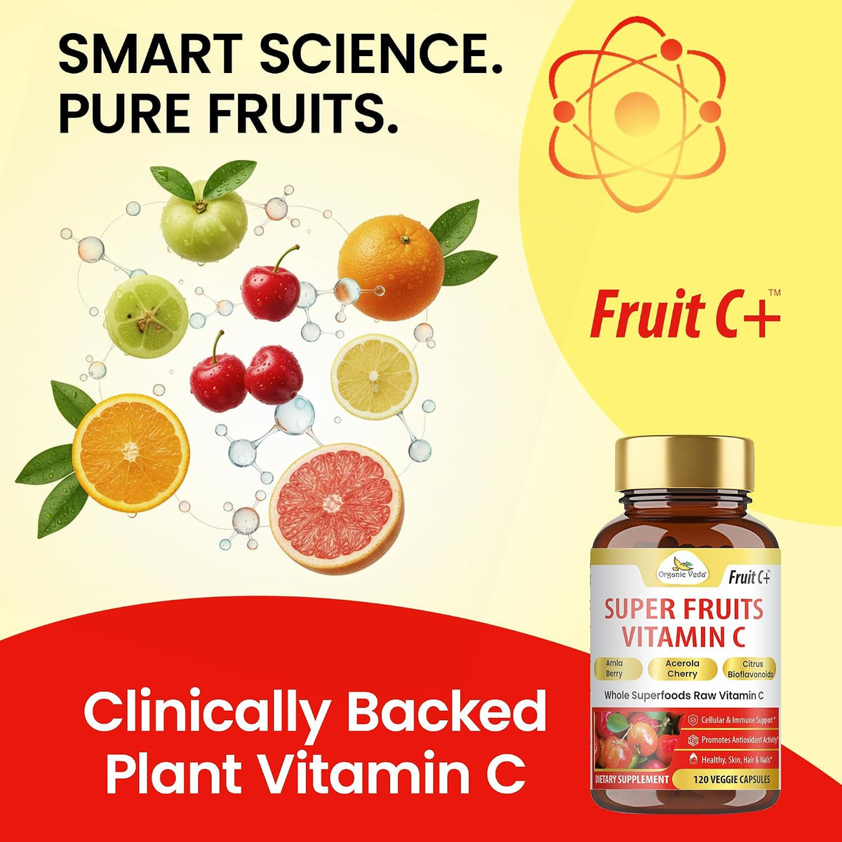 Organic Veda Super Fruits Vitamin C Food Supplement - Amla Fruit & Acerola Vitamin C Capsules with Bioflavonoids for Daily Immune System Support - Organic Whole Food Fruit C+ Antioxidant Complex, 120 Vegan Capsules - görsel 8