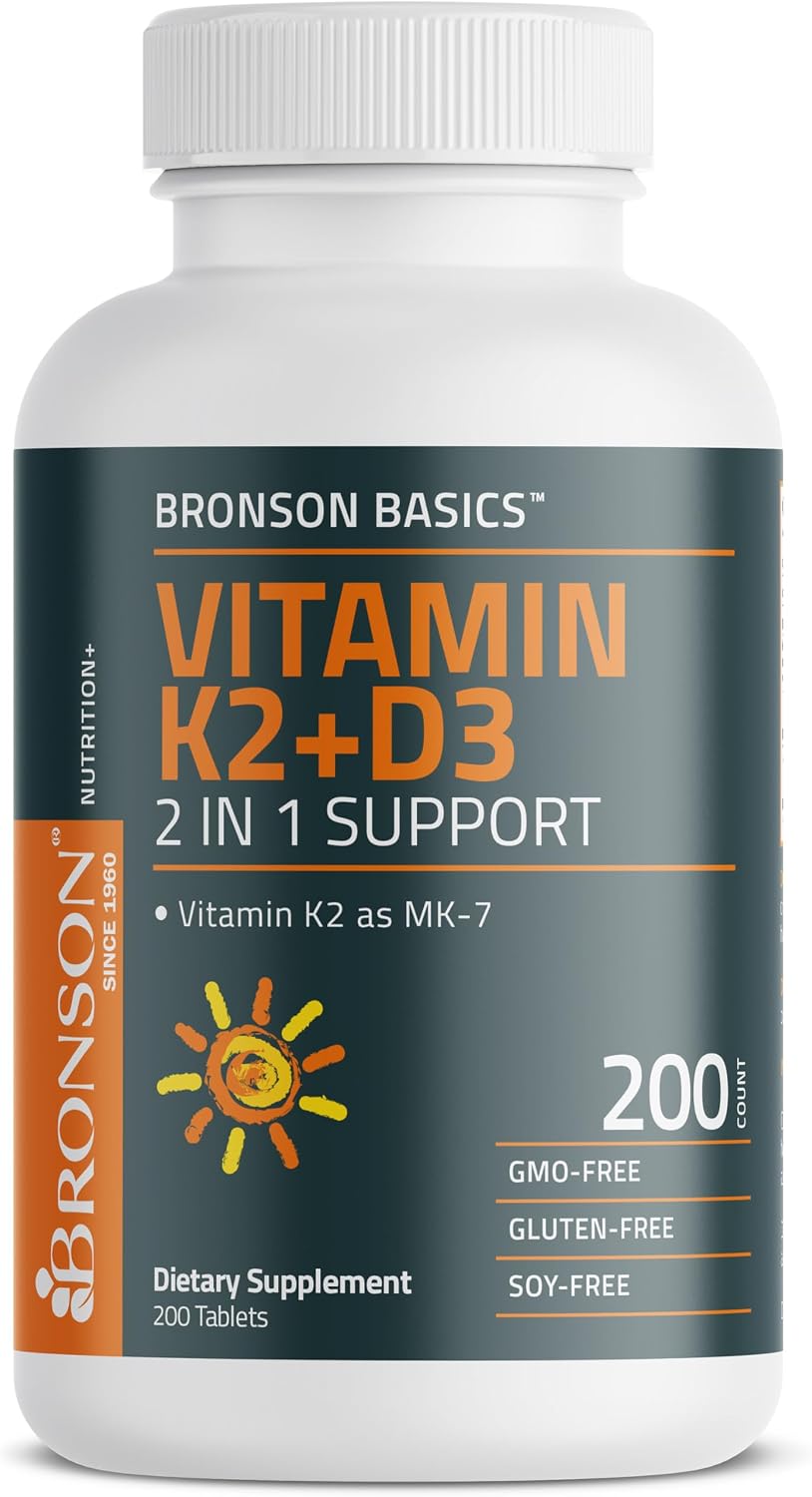 Bronson Vitamin K2 D3 (MK7) Supplement - 5000 IU D3 & 90 mcg K2 MK-7, 200 Tablets - görsel 5