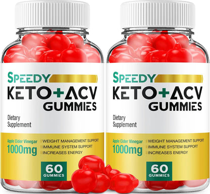 Speedy Keto ACV Gummies – Advanced Formula with Apple Cider Vinegar, Vitamin B12, Beetroot & Pomegranate – 120 Gummies (2-Pack)