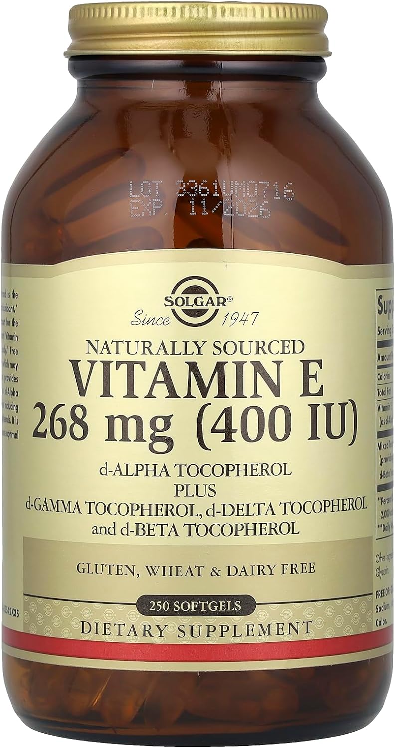 Solgar Vitamin E, d-Alpha Tocopherol Plus Mixed Tocopherols, 400 IU (268 mg), 250 Softgels - görsel 1