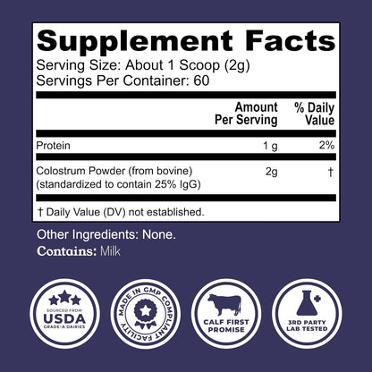 Colostrum Powder – US Sourced Bovine Colostrum for Immune Support, Gut Health, Muscle Recovery