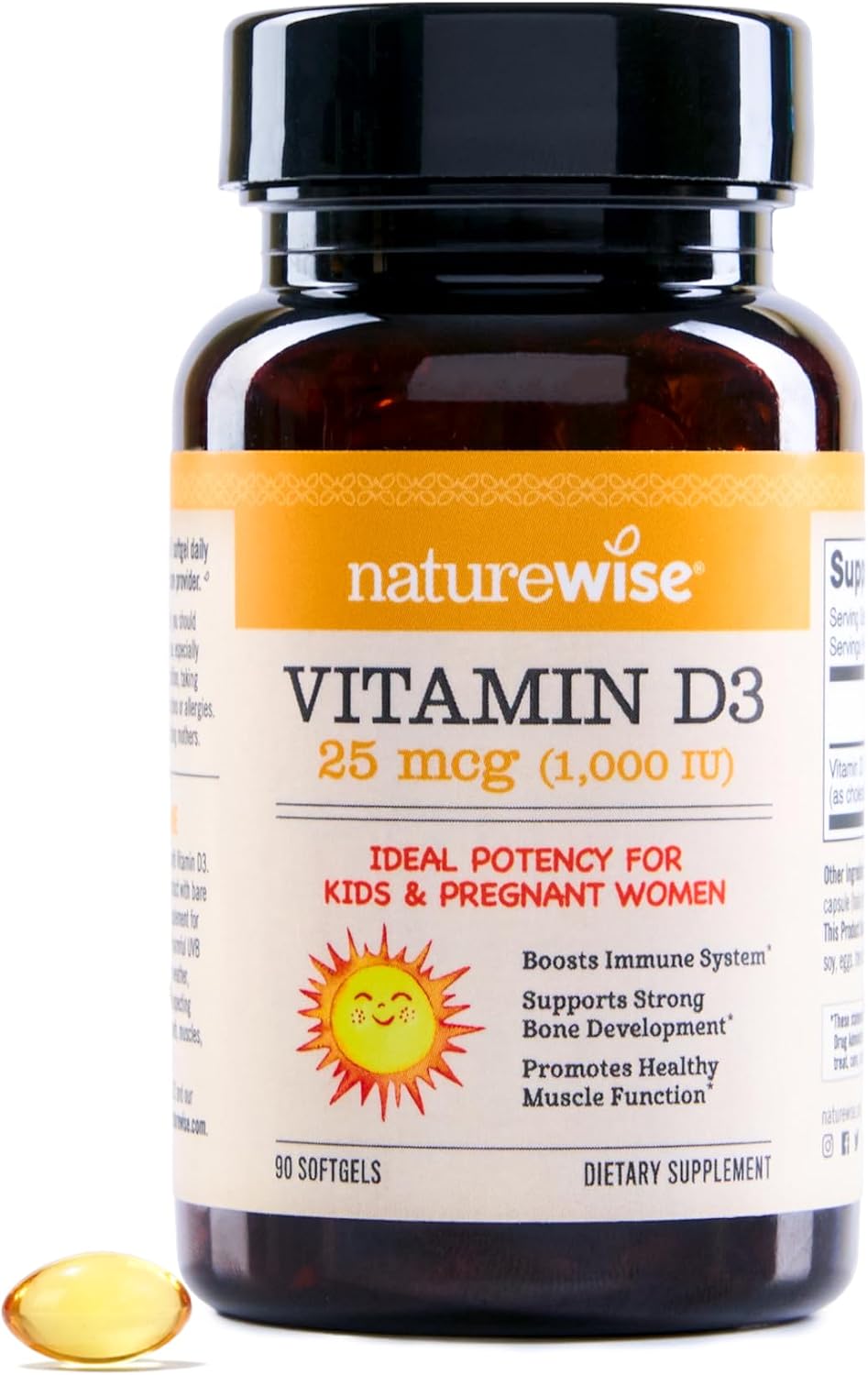 NatureWise Vitamin D3 1000 IU (25 mcg) Mini Softgels – Immune Support, Muscle Function & Bone Health - görsel 1