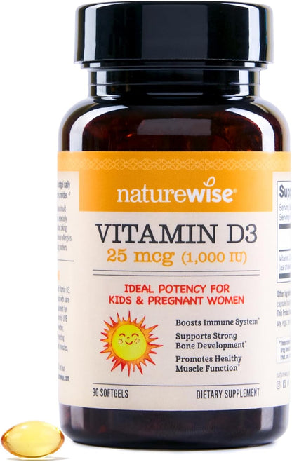NatureWise Vitamin D3 1000 IU (25 mcg) Mini Softgels – Immune Support, Muscle Function & Bone Health
