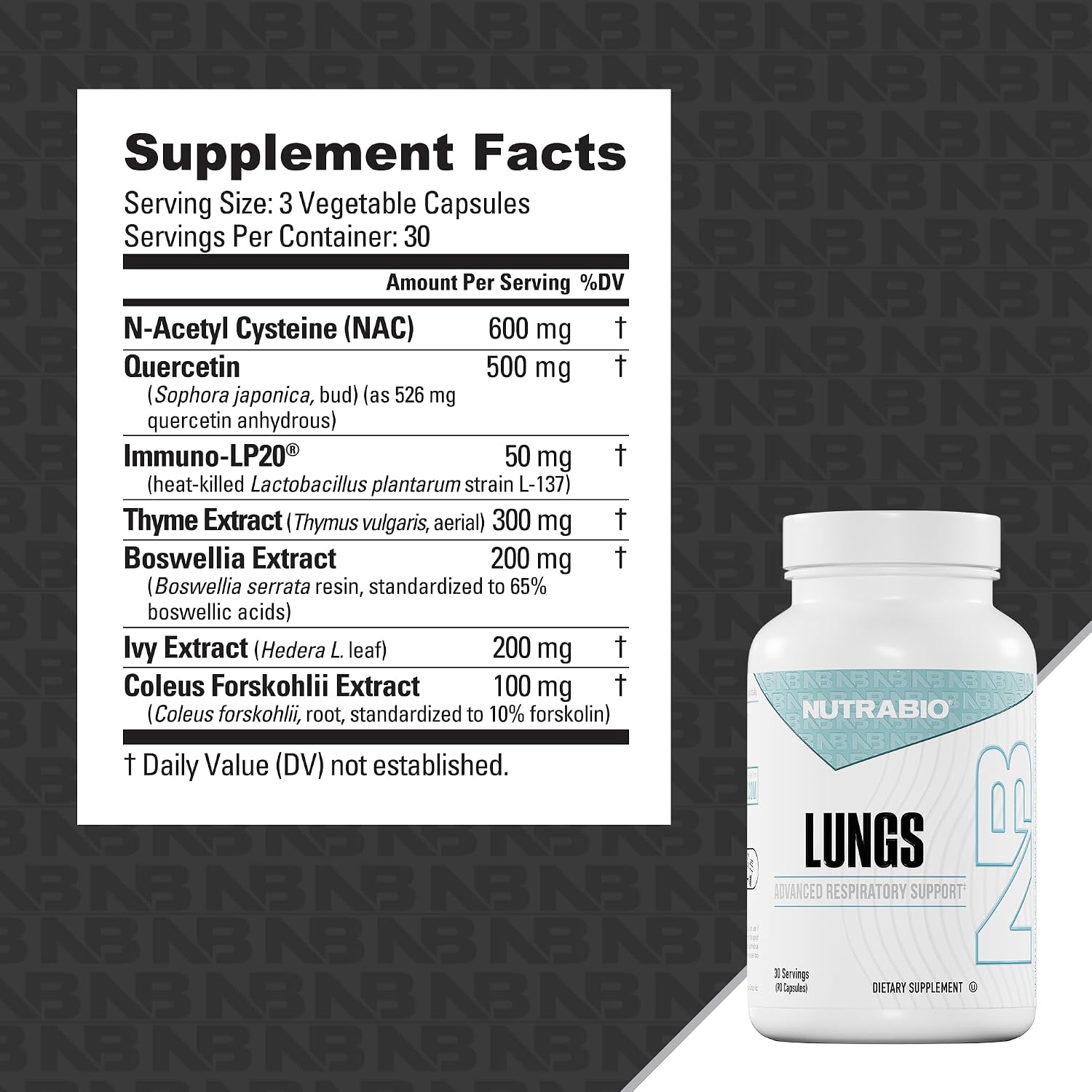 NutraBio Lungs Supplement - Respiratory and Immune Health Support with Immuno-LP20 - 90 Capsules - görsel 3