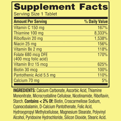 Spring Valley Super Vitamin B Complex Tablets, 500 Count (2-Pack)
