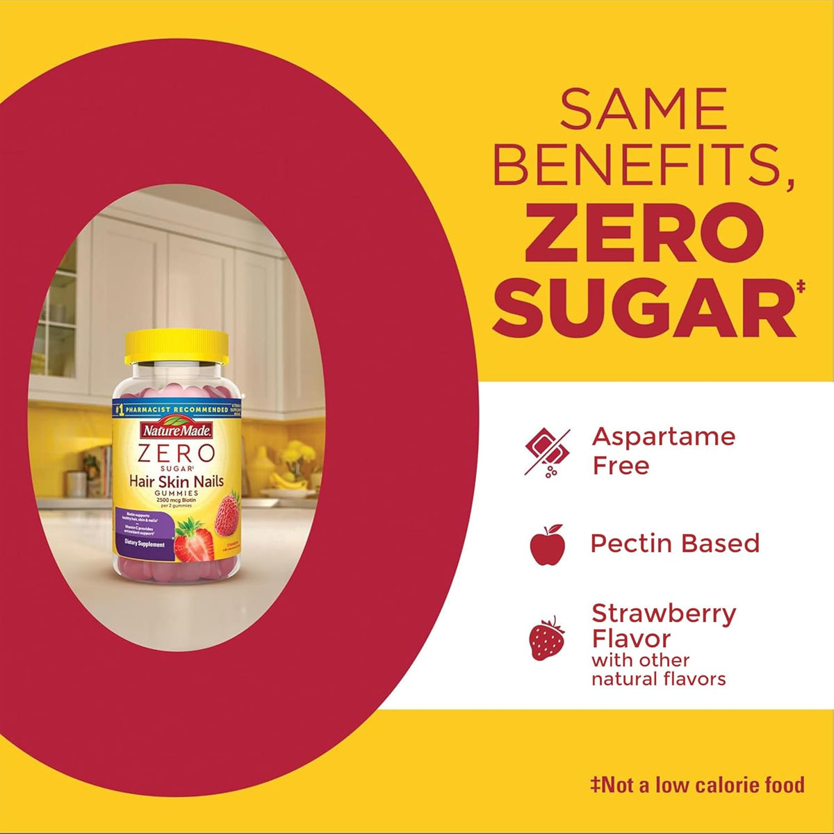 Nature Made Sugar Free Hair, Skin & Nails Gummies, Biotin 2500 µg per Serving, 120 Sugar Free Gummies, 60 Day Supply - görsel 3