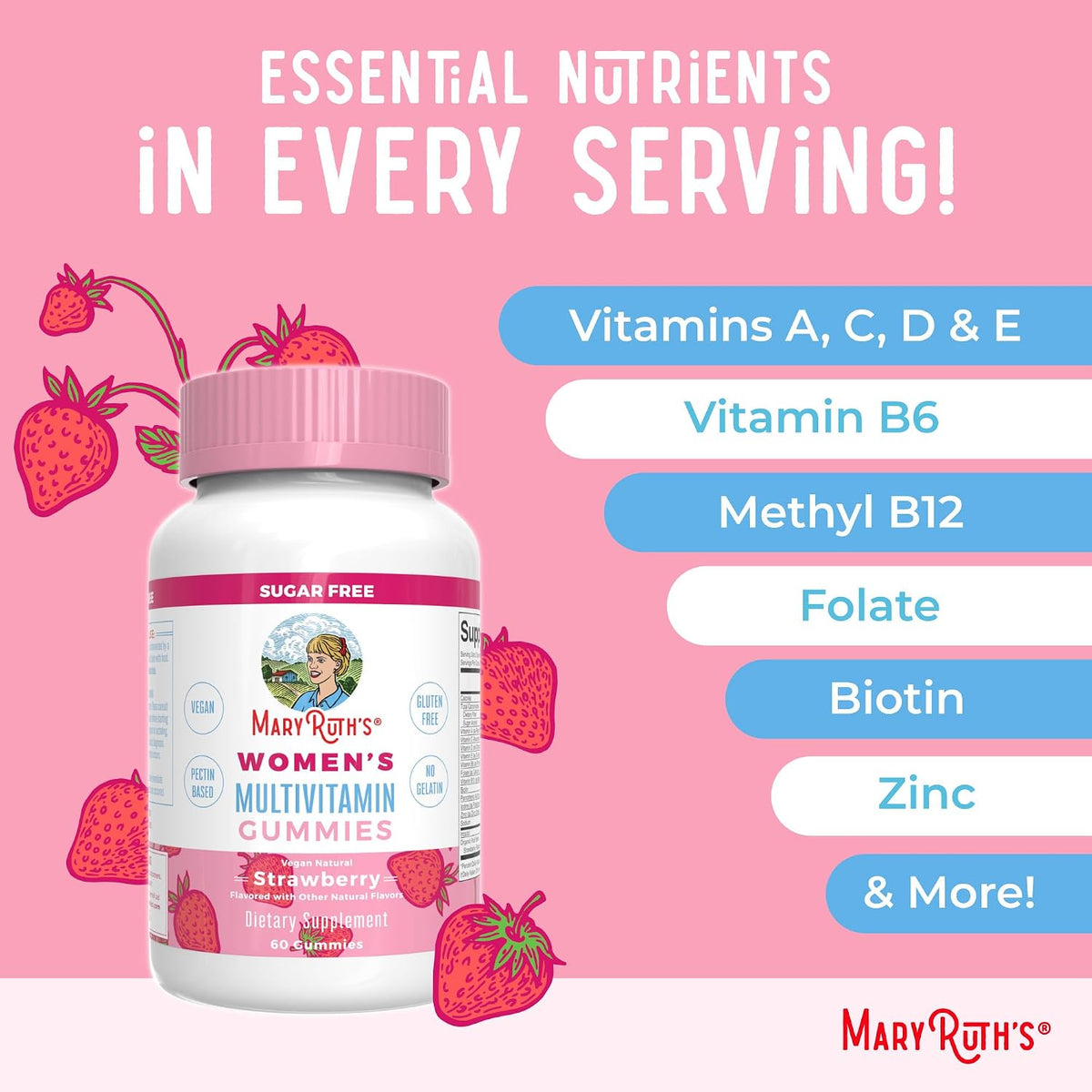 MaryRuth Organics Women's Immune Support Multivitamin Gummies - Sugar-Free, Vegan, 60 Count - görsel 8