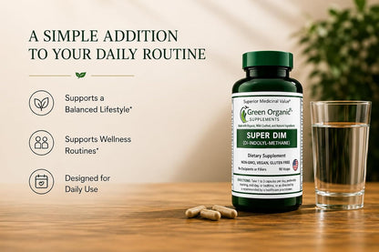 Green Organic Supplements DIM with Indole-3-Carbinol and Broccoli - 90 VCaps