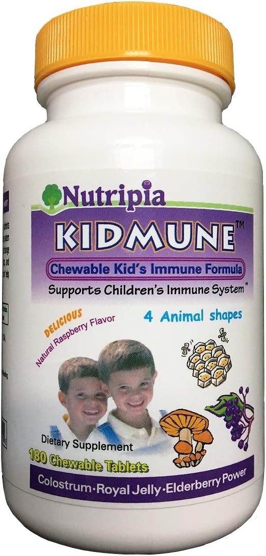 Kidmune Kids Immune Support Supplement – 180 Chewable Mini Tablets with Elderberry, Colostrum, Propolis, Beta Glucan, Astragalus, Vitamin C, D, Zinc – Fun Animal Shapes! - görsel 1