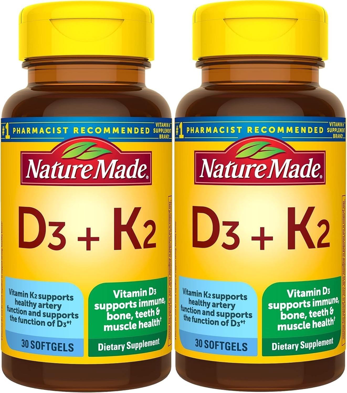 Nature Made Vitamin D3 & K2 Supplement, 5000 IU (125 mcg) Vitamin D for Bone, Muscle and Immune Support, 30 Softgels - görsel 9