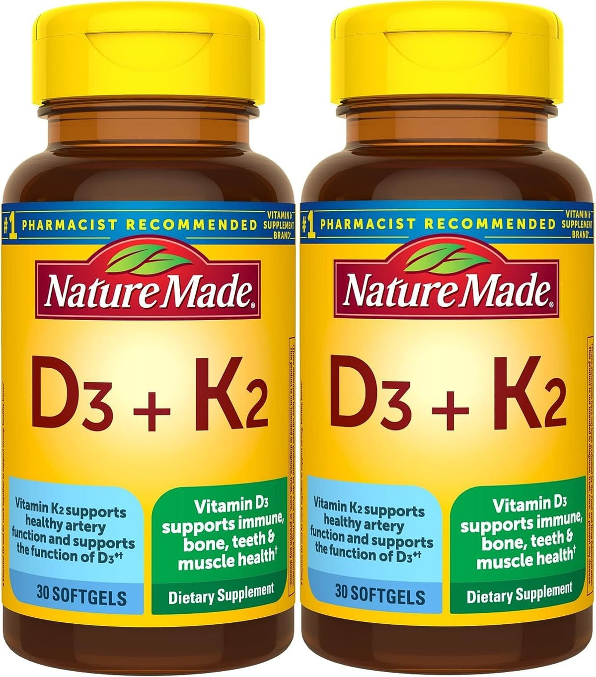 Nature Made Vitamin D3 & K2 Supplement, 5000 IU (125 mcg) Vitamin D for Bone, Muscle and Immune Support, 30 Softgels - görsel 9