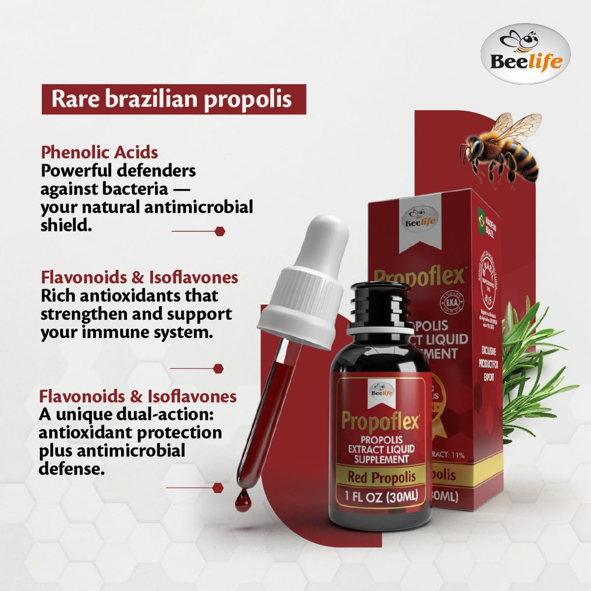 Beelife Red Bee Propolis Extract - 100% Pure Brazilian Tincture, High Artepillin-C, Immune Support (30 ml) - görsel 2