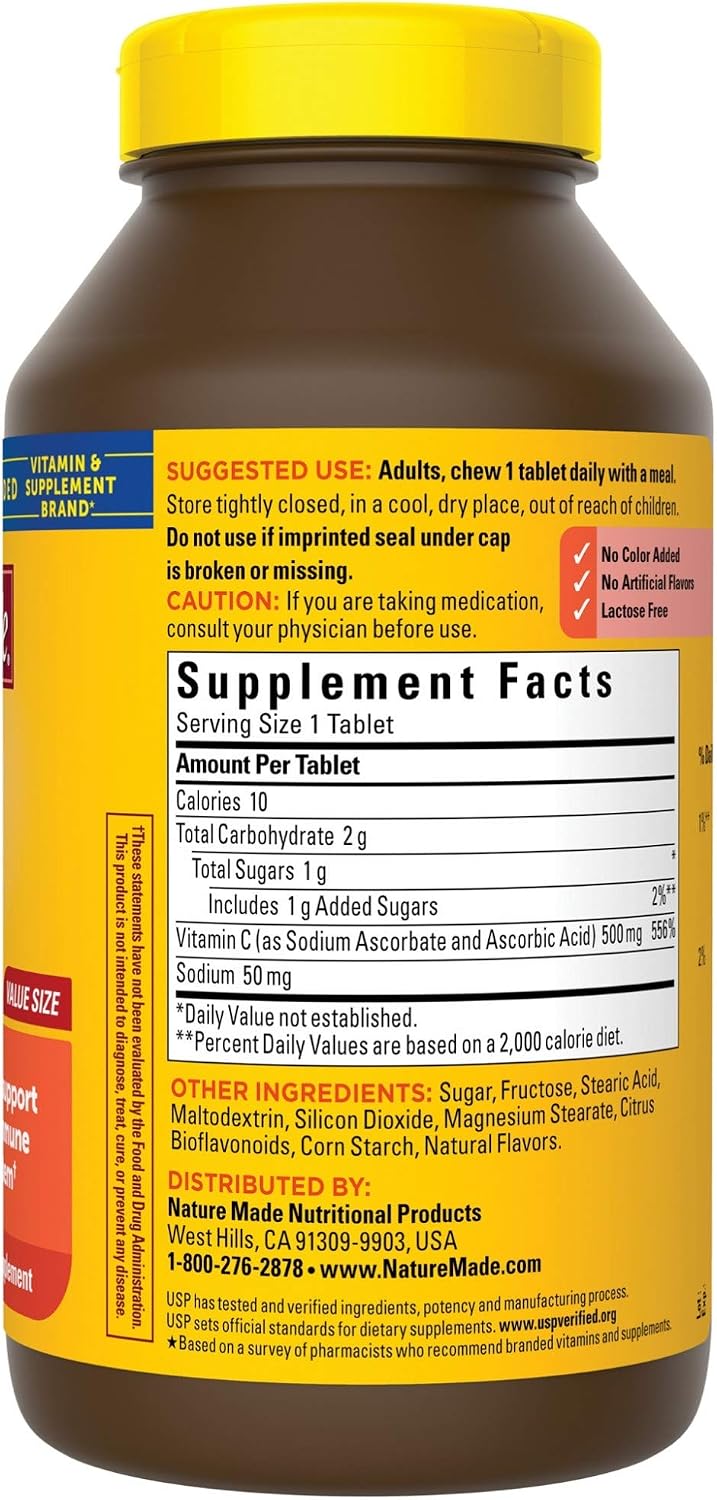 Nature Made Chewable Vitamin C 500 mg Tablets, 150 Count - görsel 9