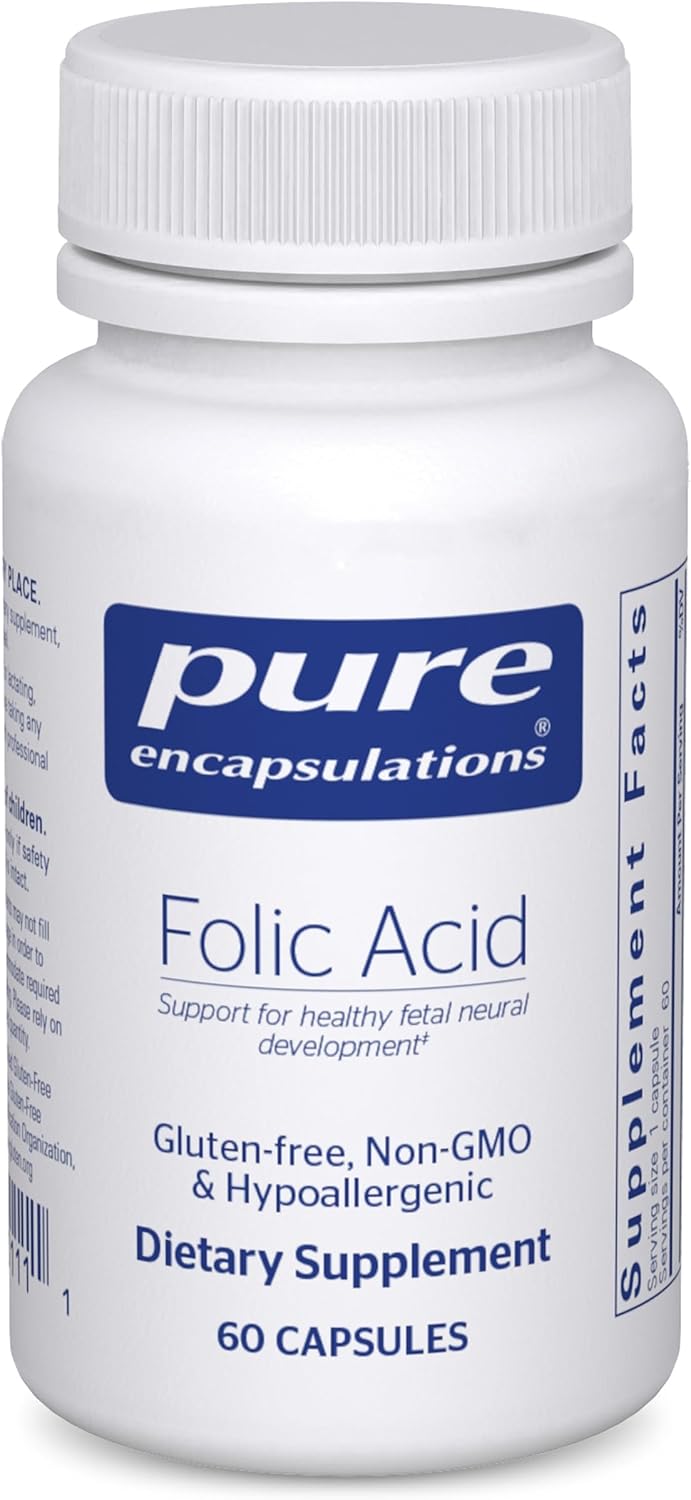 Pure Encapsulations Folic Acid | Hypoallergenic Food Supplement | 60 Capsules - görsel 1