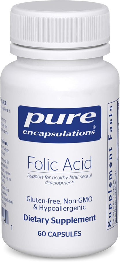 Pure Encapsulations Folic Acid | Hypoallergenic Food Supplement | 60 Capsules
