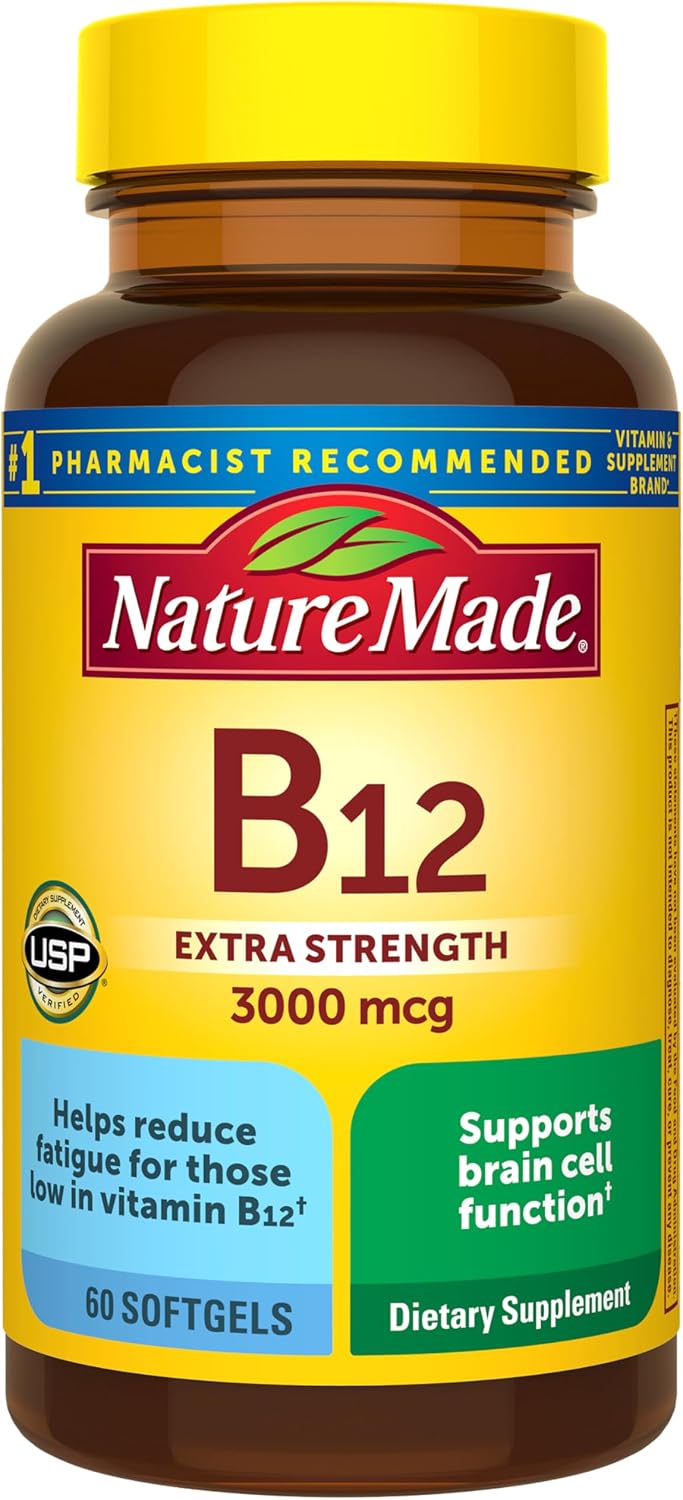 Nature Made Vitamin B12 Extra Strength 3000 mcg, 60 Softgels - görsel 1
