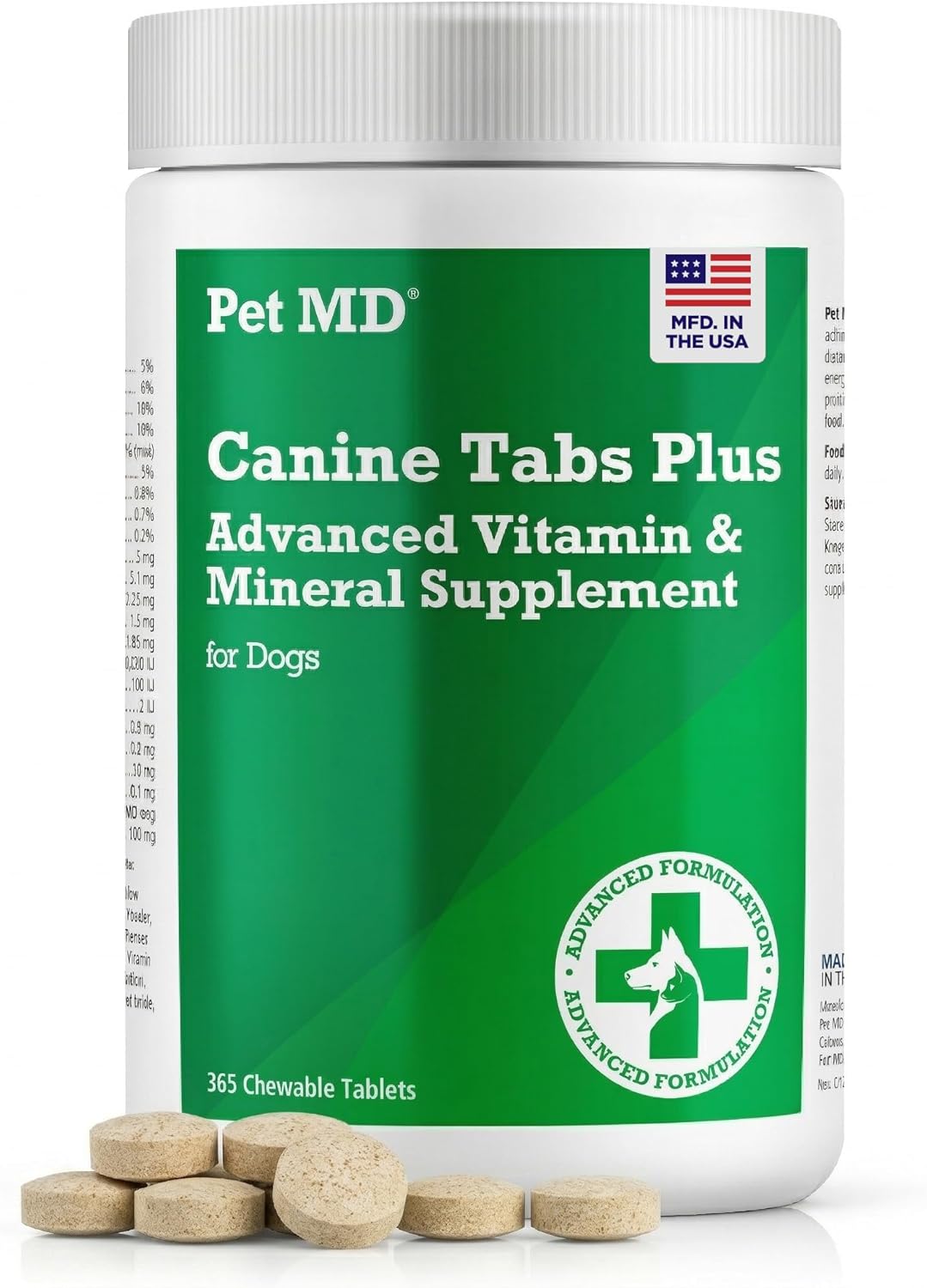 Pet MD Canine Tabs Plus Advanced Multivitamin for Dogs - 365 Liver Flavoured Chewable Tablets - görsel 1
