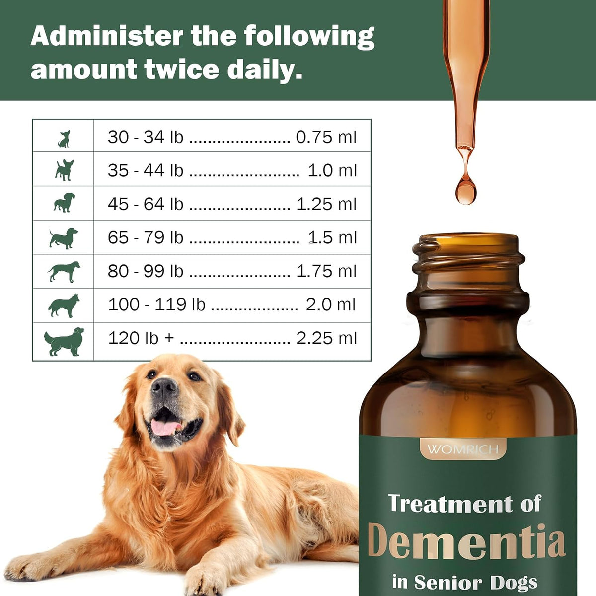 WOMRICH Senior Dog Brain Health Supplement with Mushrooms - 59 ml - görsel 5