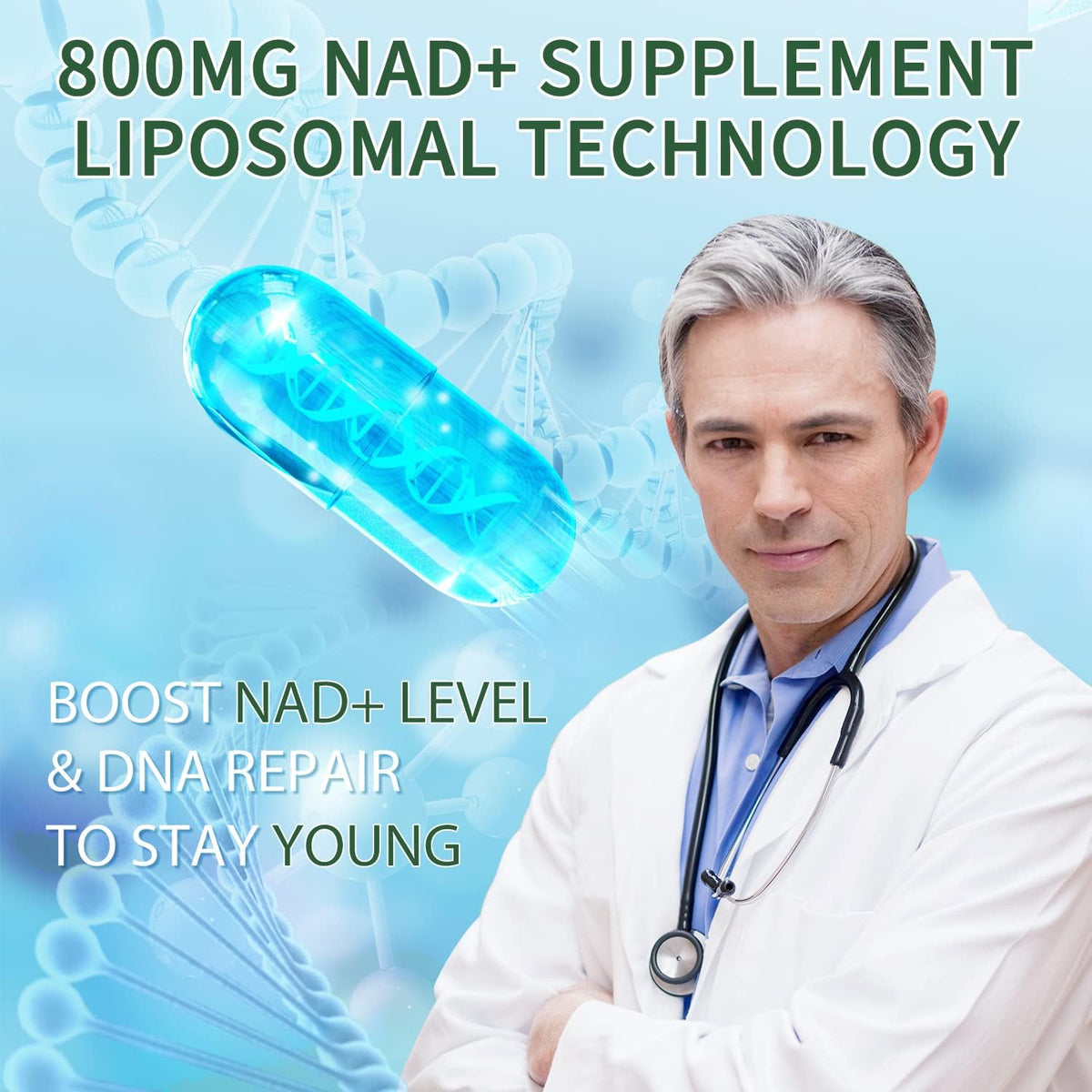 NAD+ Supplement Liposomal NAD+ Plus 800MG Nicotinamide Riboside Alternative for Cell Energy, Healthy Ageing and Muscle Repair 60 Capsules - görsel 4