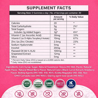 Wellrite Glow Skin Gummy Vitamins – Apple Flavoured – 60 Gummies