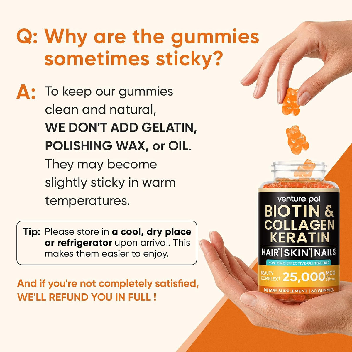 Venture Pal Biotin Gummies with Collagen & Keratin, 10,000 mcg, Sugar Free, 60 Count - görsel 2