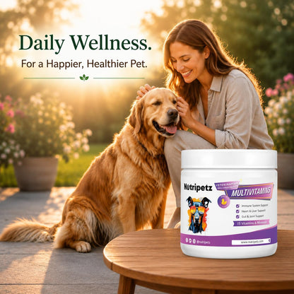 Nutripetz 15 Vitamins & Minerals Pet Supplement - 120 Soft Chews, Duck Flavour - All-in-One with Glucosamine & Probiotics for Dogs & Cats
