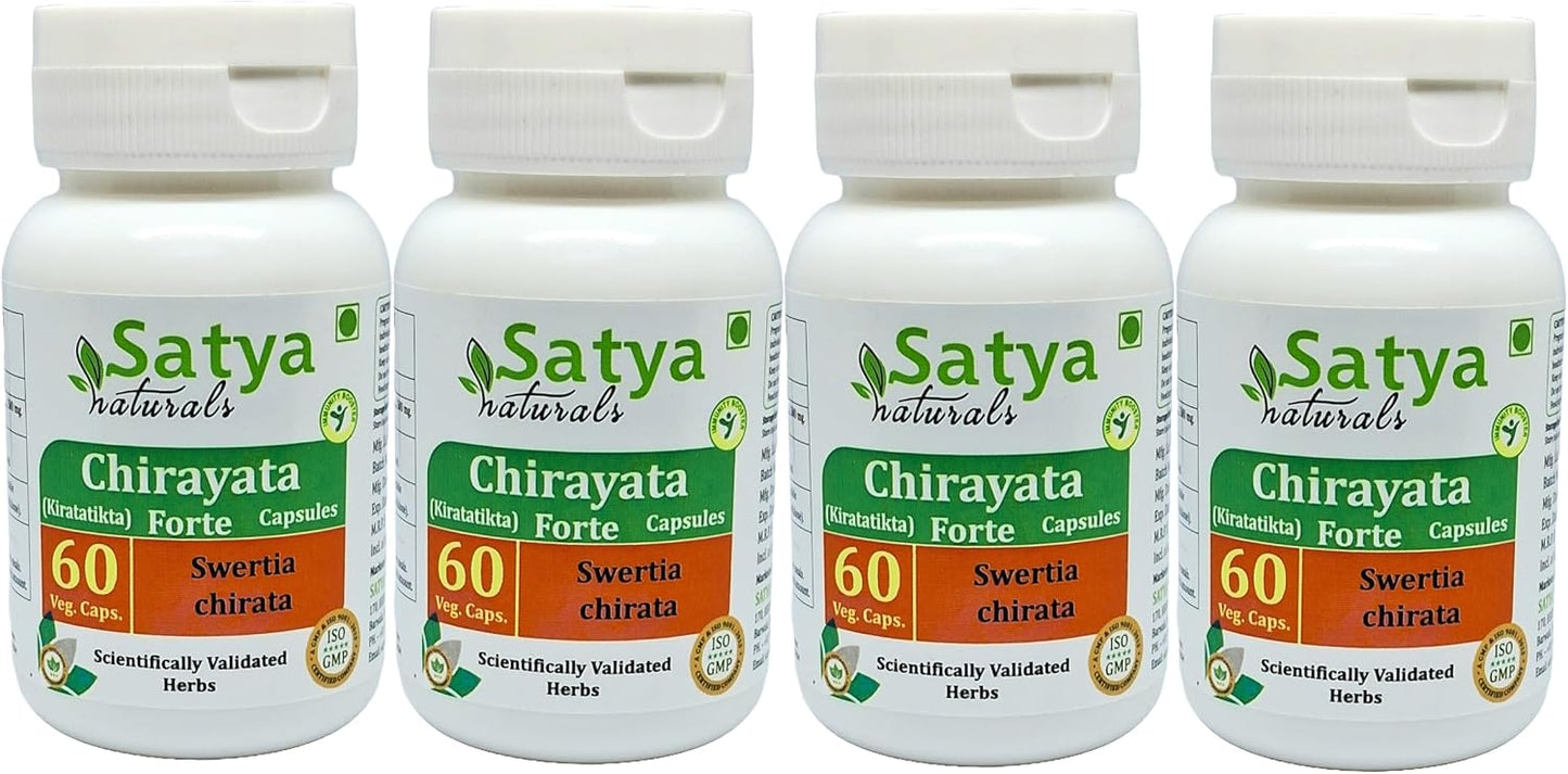 Chirayata Forte Capsules 500 mg - 240 Vegetarian Capsules (4 Bottles of 60) - görsel 1
