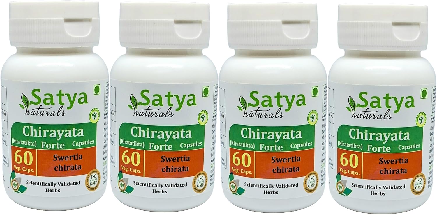 Chirayata Forte Capsules 500 mg - 240 Vegetarian Capsules (4 Bottles of 60) - görsel 1