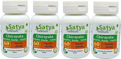 Chirayata Forte Capsules 500 mg - 240 Vegetarian Capsules (4 Bottles of 60)