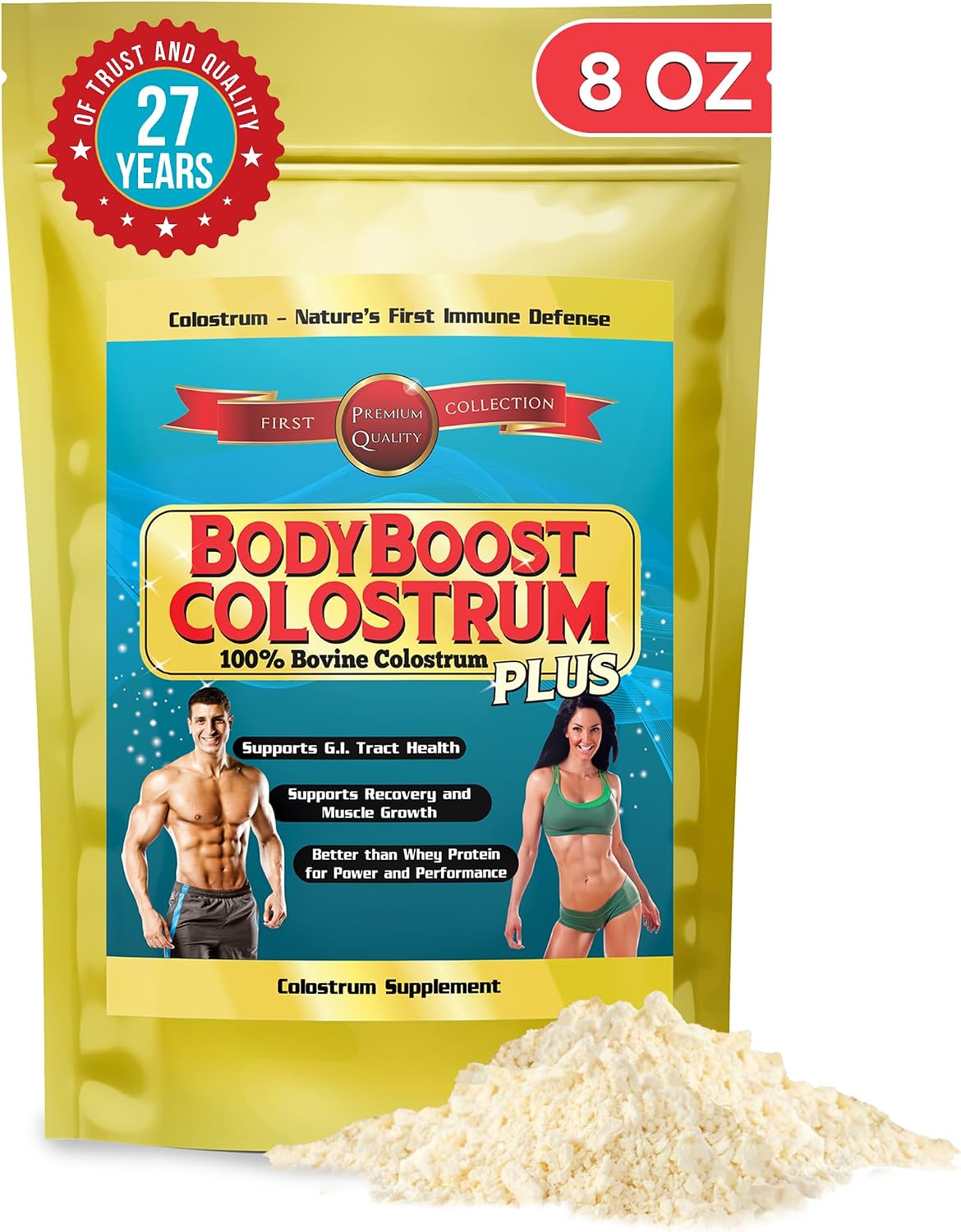 BodyBoost Colostrum Whole - 100% Bovine Colostrum Powder for Immune Support and Gut Health, Grass-Fed, 227g - görsel 1