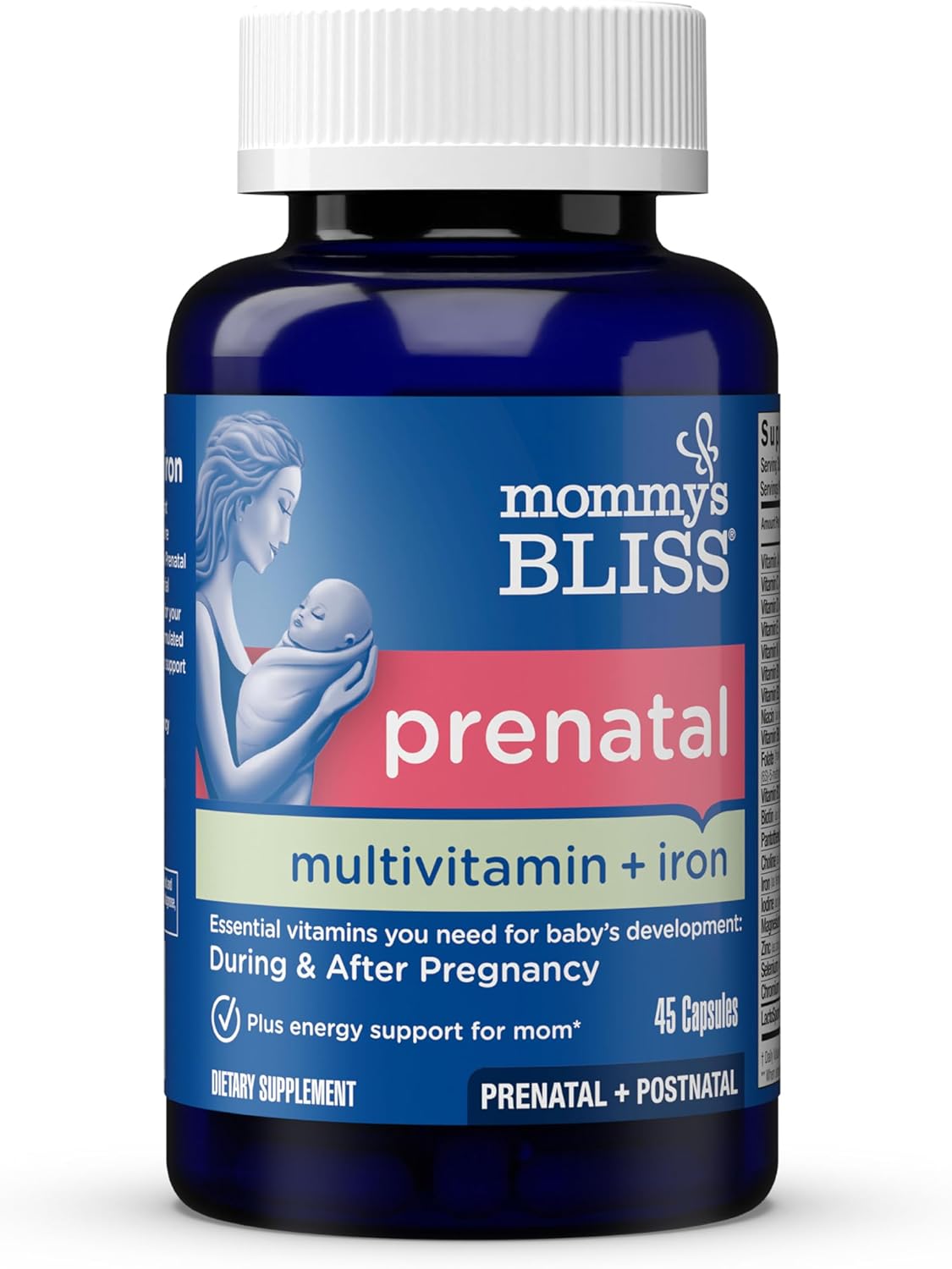 Mommy's Bliss Prenatal Multivitamin with Iron and Folic Acid – Vegan, Gluten-Free, 45 Servings - görsel 1