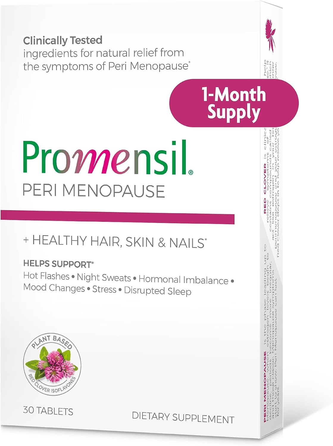 Promensil Perimenopause Supplements for Women – Red Clover Isoflavones with Biotin and Vitamin D, 30 Tablets - görsel 1