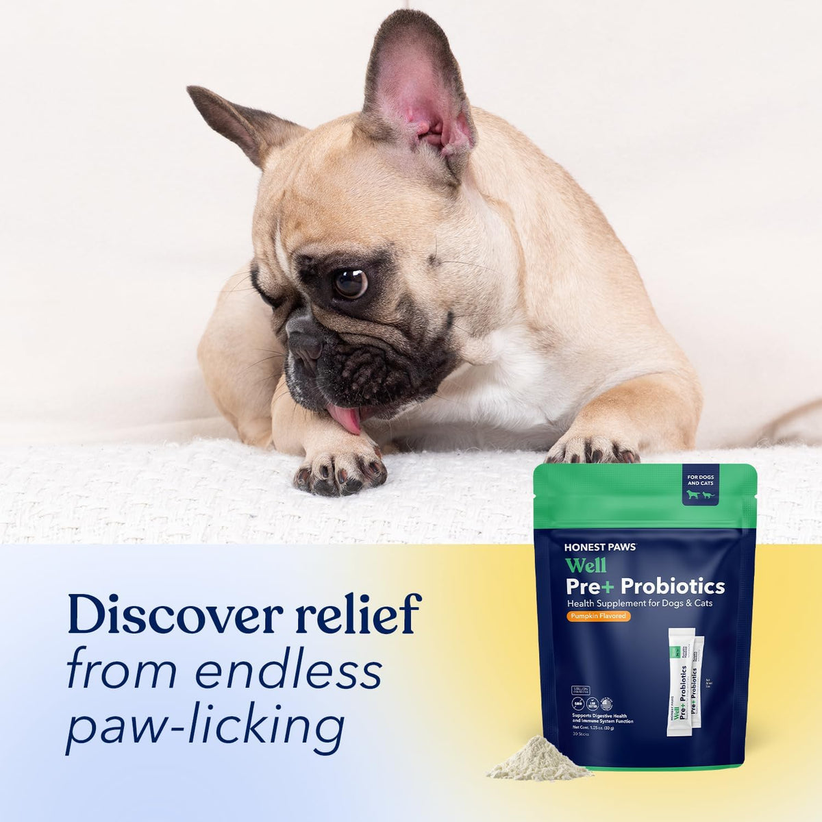 Honest Paws Probiotics for Dogs - Dog Digestion Gut Health Probiotic Powder with Prebiotic Made in the USA, Digestive and Immune Support - Digestive Enzymes with Pumpkin Flavour (30 Sticks) - görsel 6