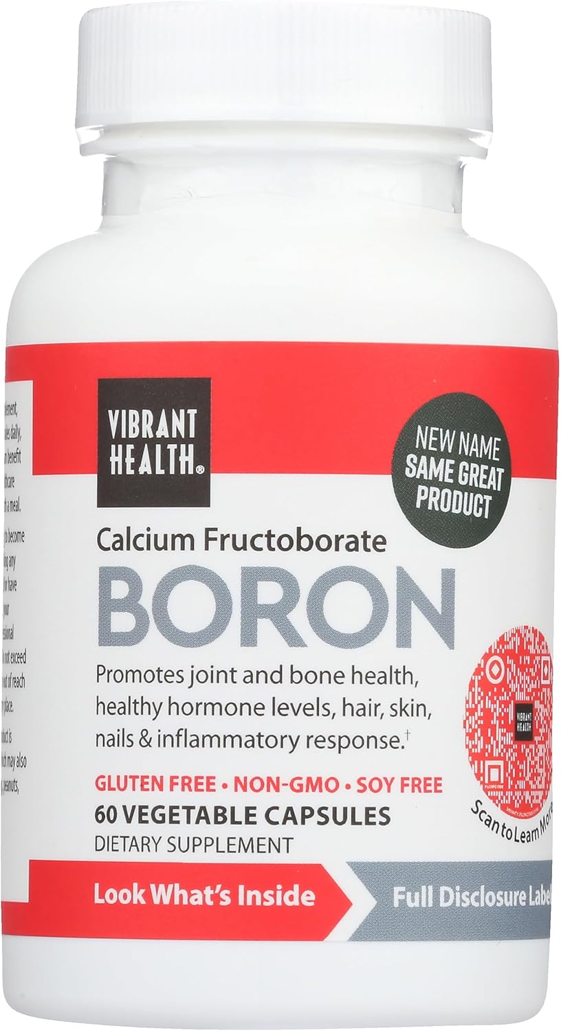 Vibrant Health Super Natural Boron - Calcium Fructoborate Supplement for Joint, Hormone and Connective Tissue Support (60 Capsules) - görsel 4