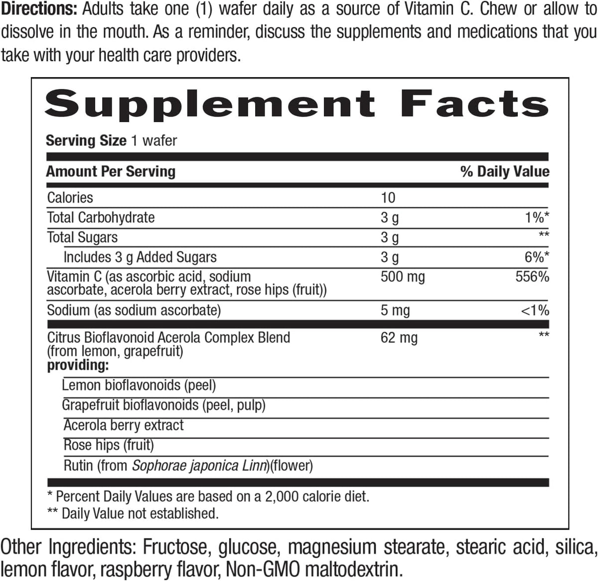 Country Life Acerola Vitamin C Complex – 500mg Chewable Berry Flavoured Wafers – Supports Immune System – 180 Count - görsel 3
