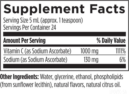 Designs for Health Liposomal Vitamin C Liquid - 1000mg Vitamin C Supplement - Liposomes (from Sunflower Lecithin) for Superior Absorption - Non-GMO, Pleasant Lemon Flavour (24 Servings / 120ml)