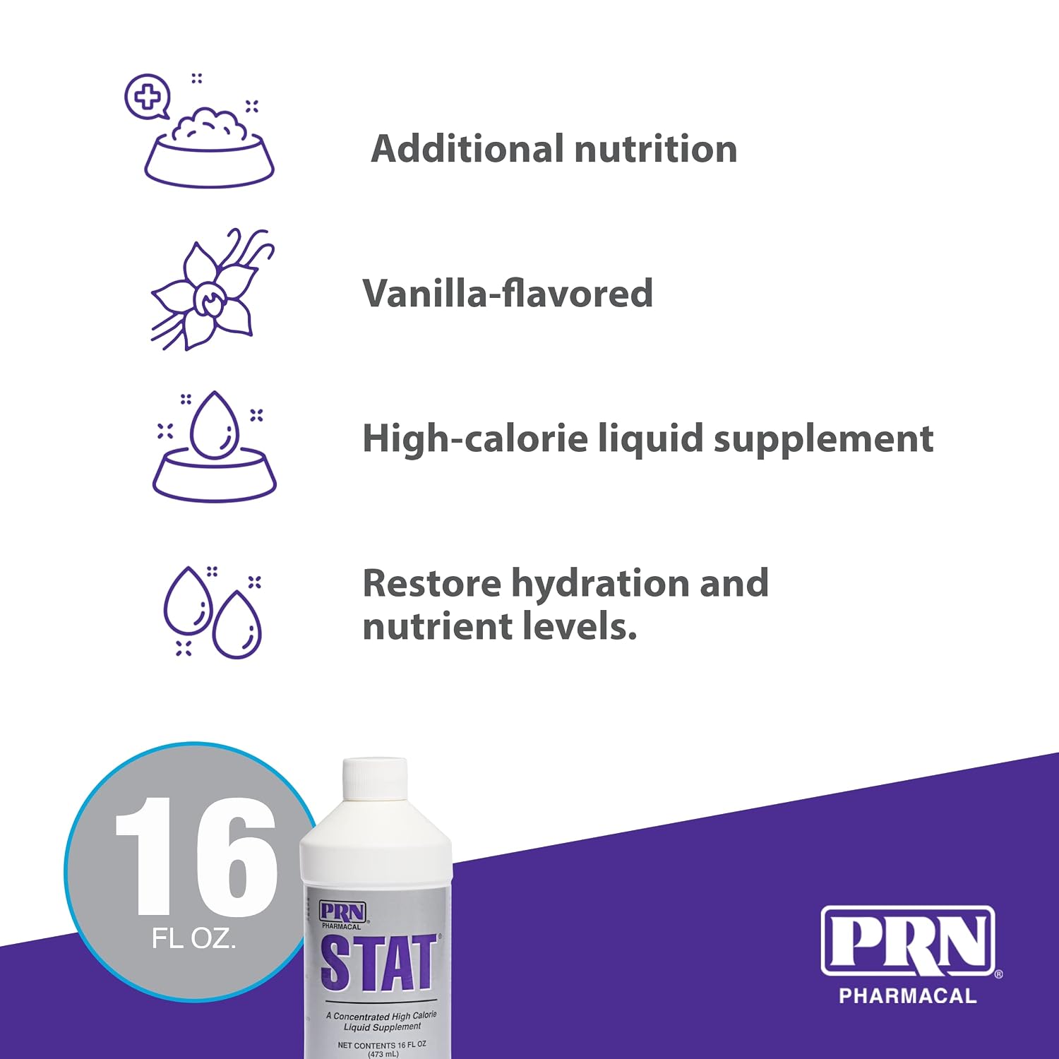 PRN Pharmacal STAT High-Calorie Nutritional Supplement for Dogs and Animals, Vanilla Flavour, 473 ml - görsel 4