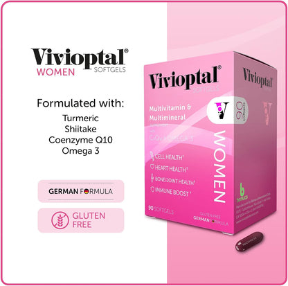 Vivioptal Women Multivitamin with CoQ10 & Omega-3, 90 Capsules - German Formula