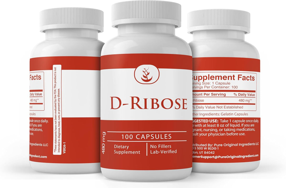PURE ORIGINAL INGREDIENTS D-Ribose, 100 Capsules - Pure, No Additives - görsel 4