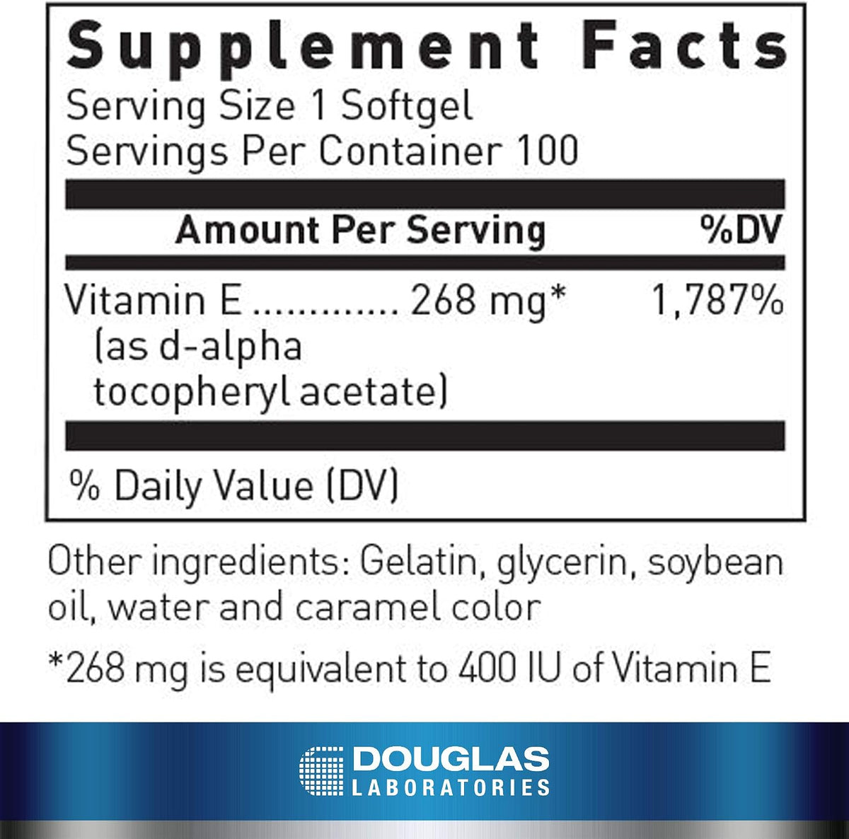 Douglas Laboratories E-400 Vitamin E - 100 Capsules - görsel 2