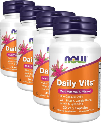NOW Foods Daily Vits with Fruit & Veggie Blend, Lutein and Lycopene - 120 Veg Capsules