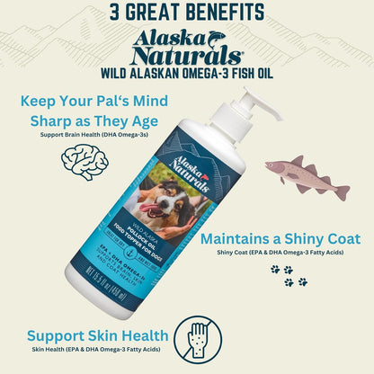 Alaska Naturals Wild Alaskan Fish Oil Supplement for Dogs - Omega-3 EPA DHA - 946 ml Pump
