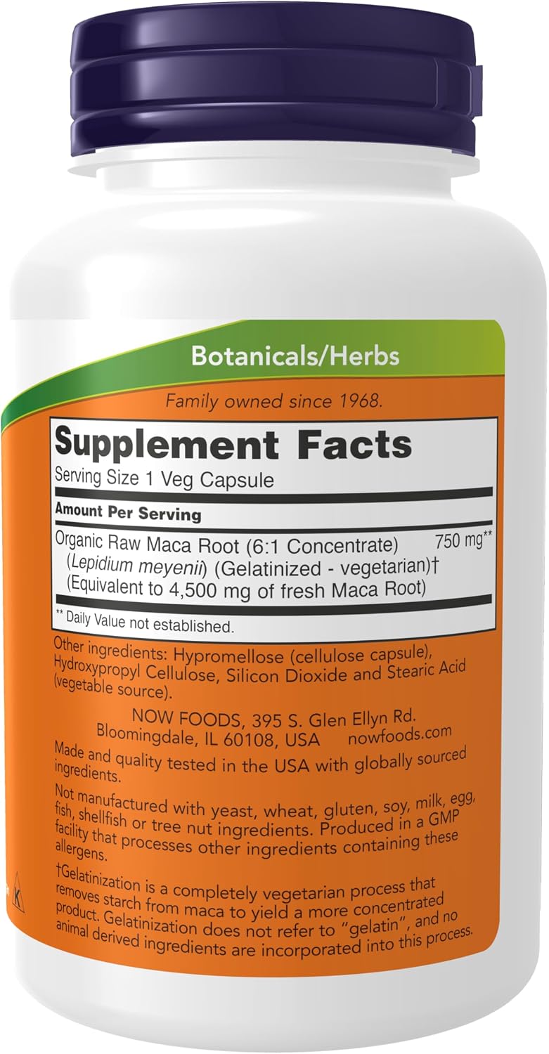 NOW Foods Maca (Lepidium meyenii) 750 mg Raw – 90 Veg Capsules - görsel 2