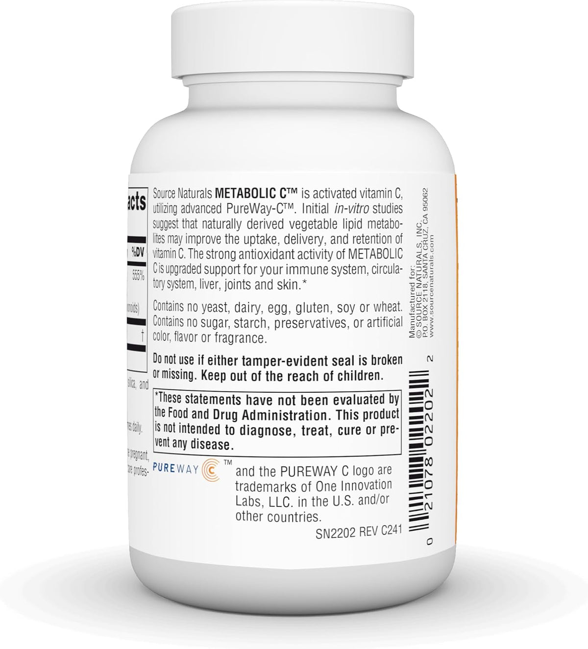 Source Naturals Metabolic C, Optimised Vitamin C, 500 mg - 90 Capsules - görsel 4