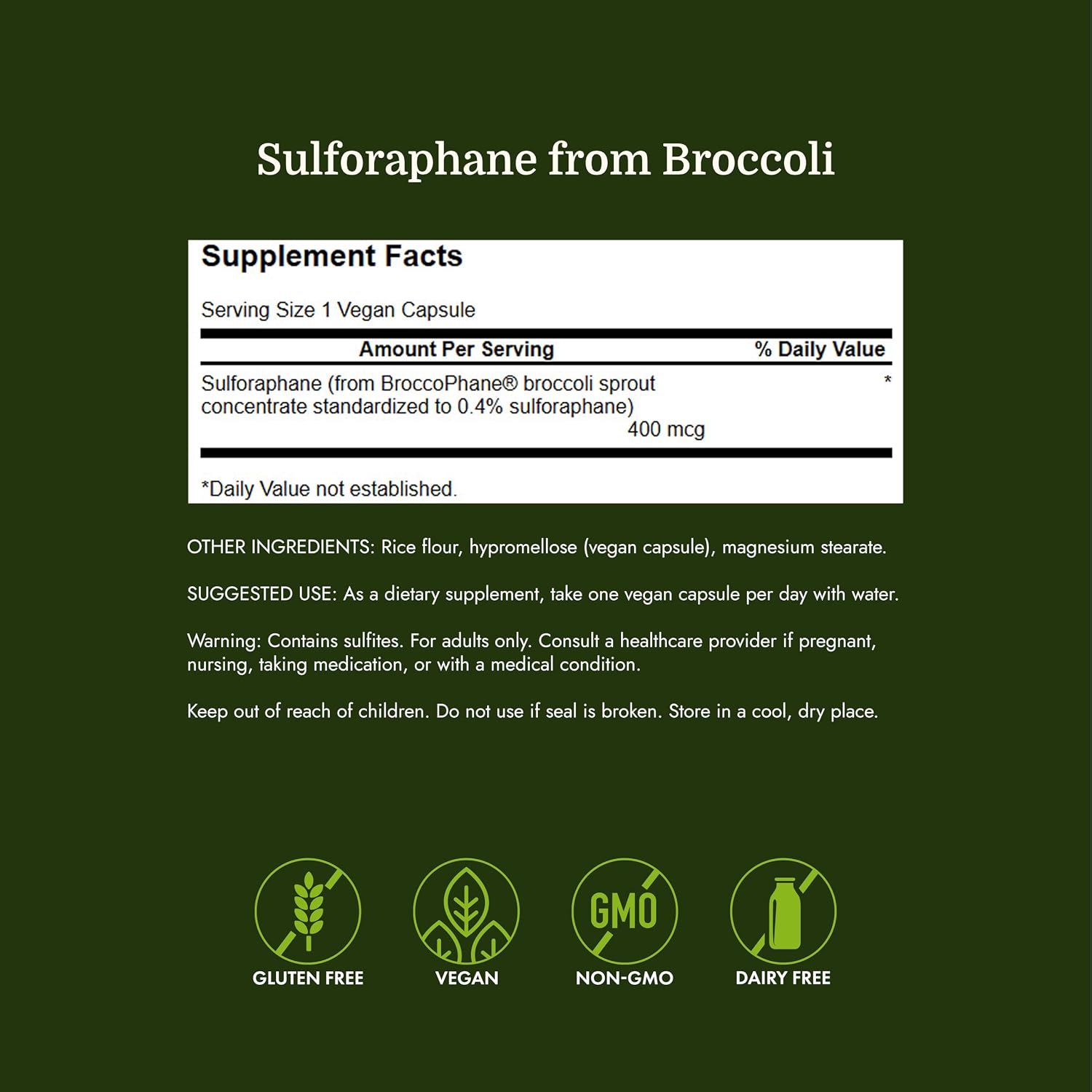 Swanson Sulforaphane Broccoli Sprout Extract - 400 mcg, 60 Veggie Capsules - görsel 4