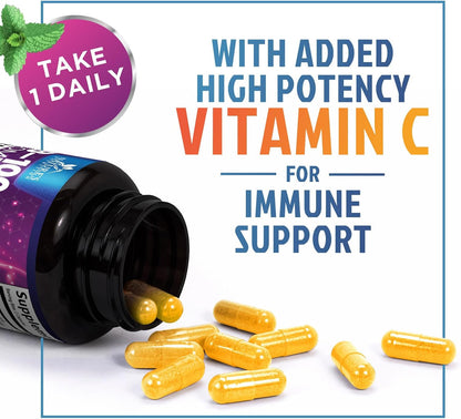 B Complex Vitamins Capsules - Super Complete B-100 Complex with Vitamin B12, B6, C, Biotin, Folate & Folic Acid for Immune & Energy Support - Food Supplement for Heart, Brain & Nerve Support - 120 Capsules